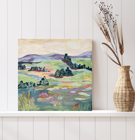 Abstract Landscape with Mountains Original Painting