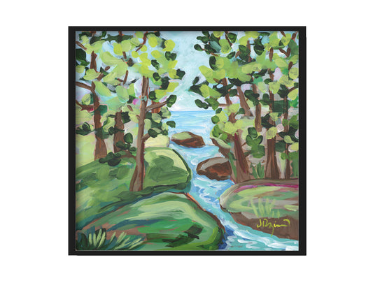Rural Landscape Acrylic Painting - with Black Frame