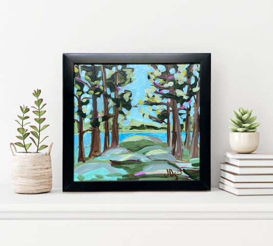 Rural Landscape Acrylic Painting - with Black Frame (Copy)